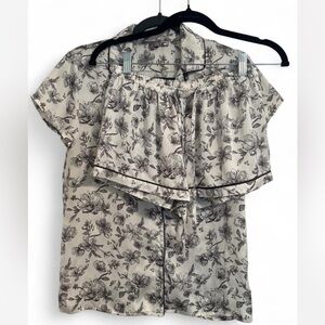 Nordstrom Black & Cream Sailor Collar Buttoned Pajamas